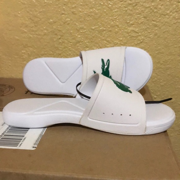 Lacoste Silde Sandels Big Kids Size 4 White NWT - Picture 8 of 8